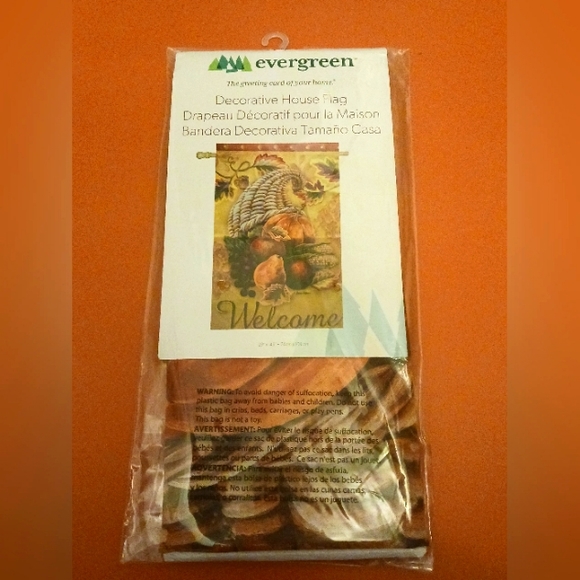 Fall / Thanksgiving House Flag WELCOME Horn of Plenty  2 sided New 13S2661 - Picture 2 of 4